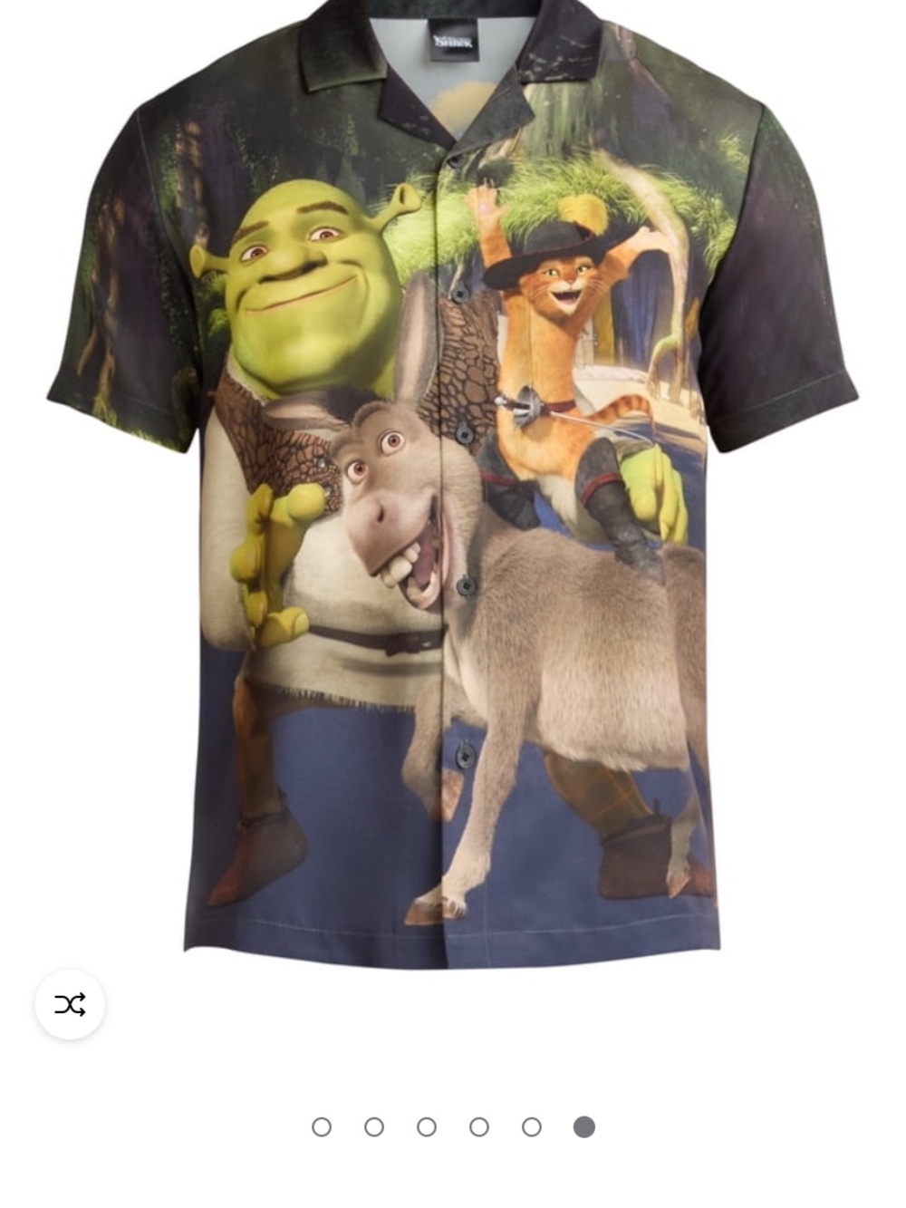Shrek Graphic Short-Sleeve Button-Down Shirt - Green Multicolor